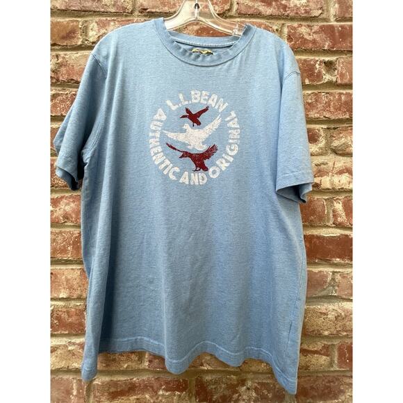 L.L. Bean Short Sleeve Authentic Original Ducks Men’s M Light Blue Cotton Tee - Picture 8 of 8